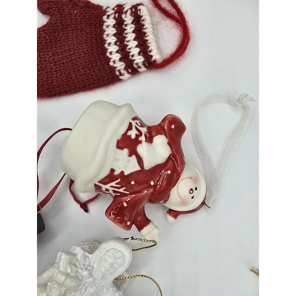 Christmas Ornaments Vtg Lot Angel Precious Moments Glove Snowman‎